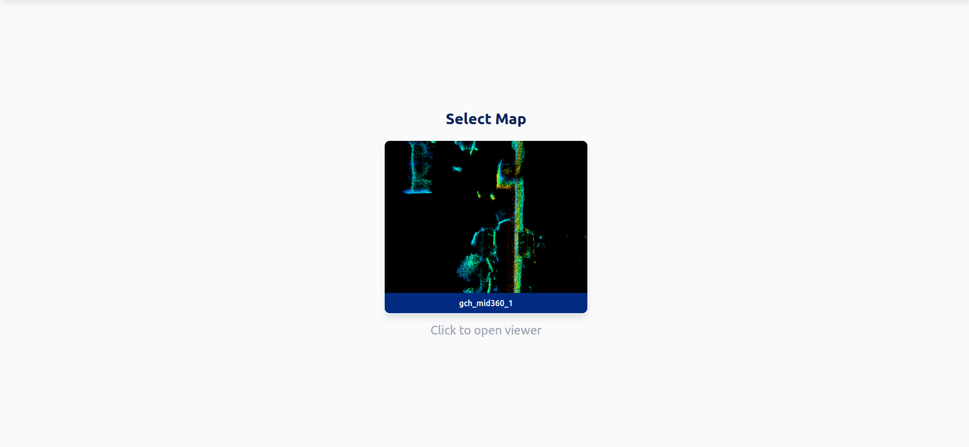 Map selection screen listing maps available in the backend scans directory