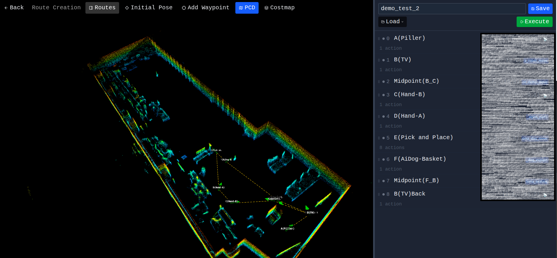 Route creation page with waypoints