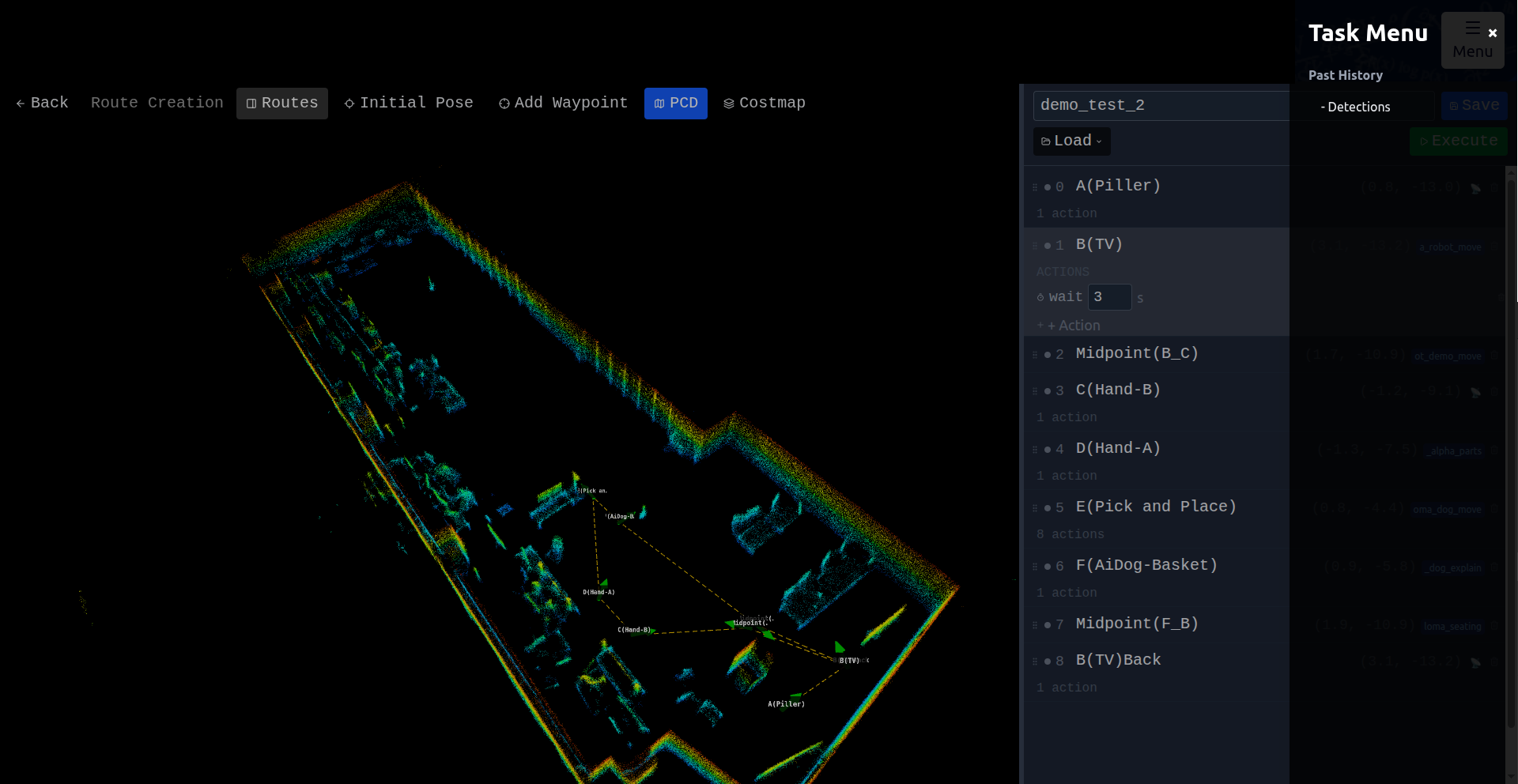 Side menu opened with Detection option visible